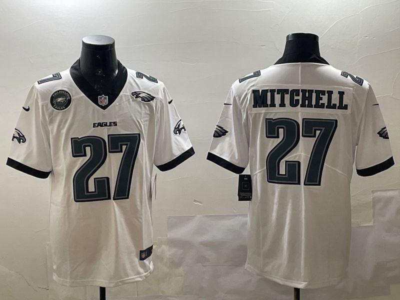 Men Philadelphia Eagles 27 Mitchell White Second generations 2025 Nike Vapor Limited NFL Jersey style 5